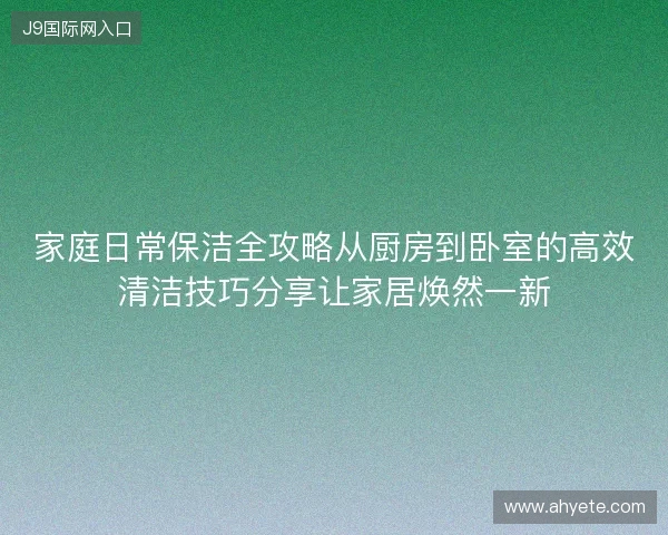 家庭日常保洁全攻略从厨房到卧室的高效清洁技巧分享让家居焕然一新